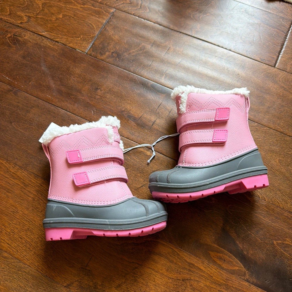 Cat & Jack Denver Pink Waterproof Snow Boots Faux Fur Trim Toddler Size 8 NEW